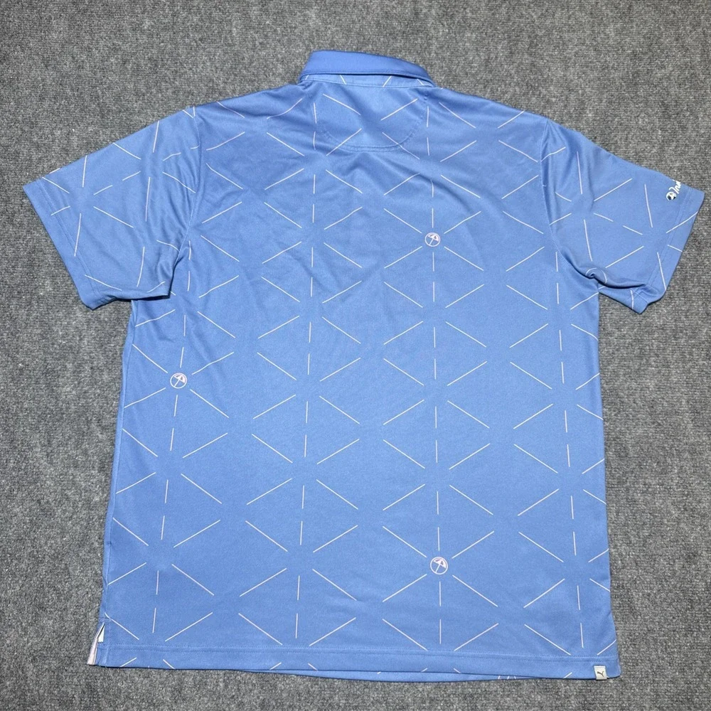 Puma x Arnold Palmer Geo Polo Shirt Mens Sz L Blue Golf Big Cedar National Final